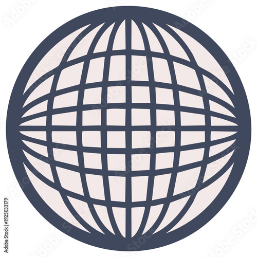 Simple Flat Globe Icon Represents Global Network and Communication