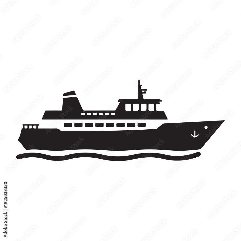 Obraz premium Ferry boat ship vessel transportation water travel sea ocean cruise nautical vehicle A large ferry boat is shown in profile on the water