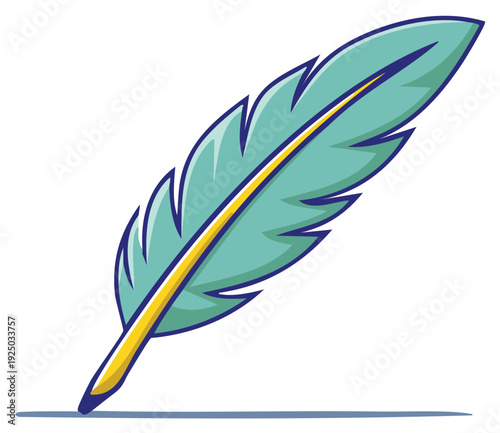 Cartoon Feather Quill Pen Illustration Writing Tool Icon Vector