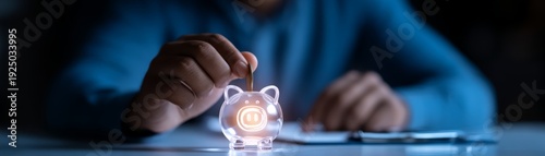 Wallpaper Mural Financial Review with Businessman and Piggy Bank under Radiant Light, Smart Money Management Concept with Balanced Lighting Torontodigital.ca