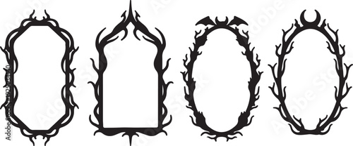 Gothic Fantasy Ornate Black Frames Collection – Dark Decorative Vector Borders for Horror, Halloween, and Fantasy Art