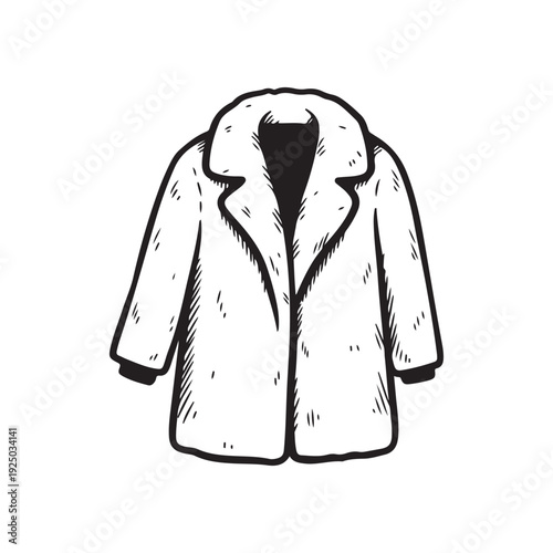 Fur coat illustration with a large collar and cuffs  fashion design element for clothing and accessories