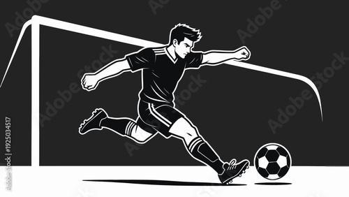 Soccer player kicking ball vector illustration