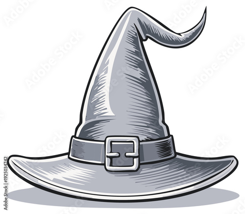 Stylized Witch's Hat in Silver with Buckle