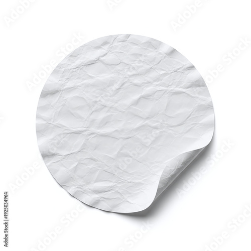 Crumpled Round Sticker with Peeled Edge