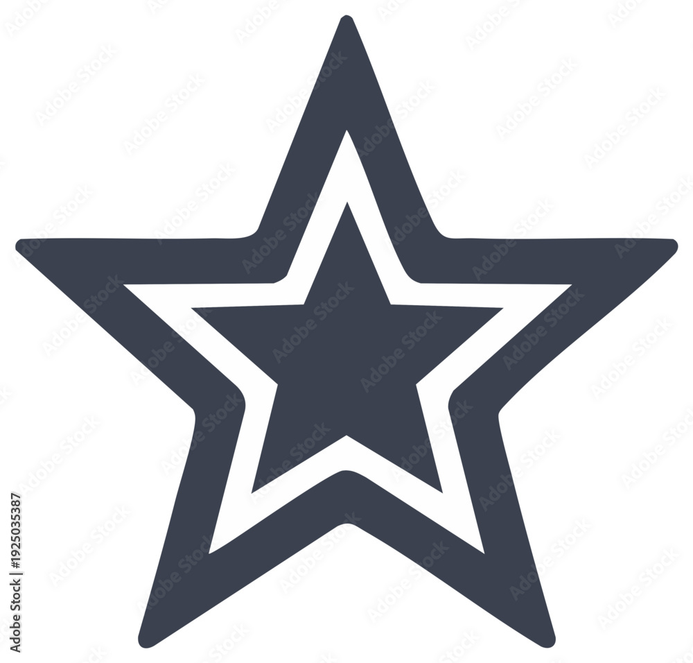 Obraz premium Five Pointed Star Icon Outline with Shadowed Center Shape, Vector