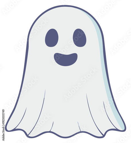 Smiling Cartoon Ghost Illustration for Halloween or Spooky Themes