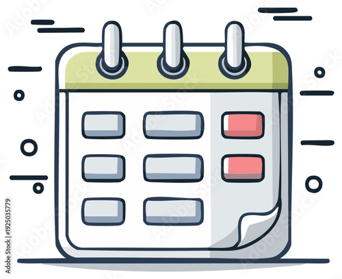 Isolated Calendar Icon Illustration Flat Design Date Planner Scheduler App Organization Concept