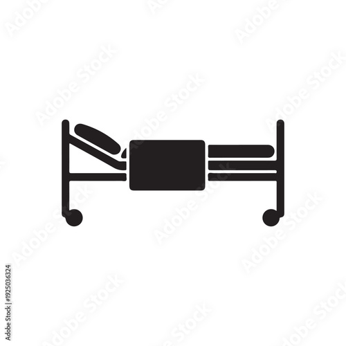 Hospital bed with pillow and mattress  medical furniture  healthcare equipment  simple icon