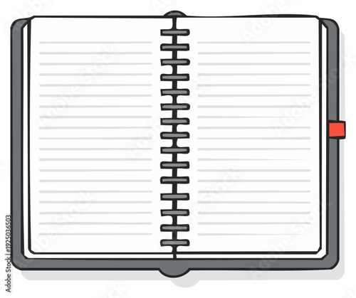 Open Notebook with Spiral Binding and Lined Pages for Note Taking