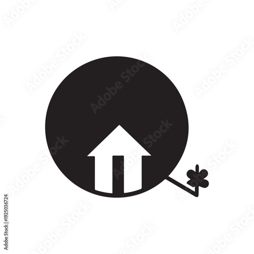 House icon with clover leaf on transparent background for luck and prosperity symbol  home and good fortune concept