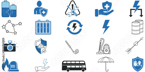 Collection of Icon Sets: A captivating array of varied icons, each meticulously designed to represent a diverse range of concepts, from medical insurance to technological innovations.