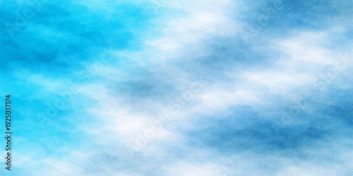 A beautiful blue sky background with fluffy white clouds on a clear summer day highlights the natural beauty of the atmosphere and bright sunlight in a vast outdoor cloudscape