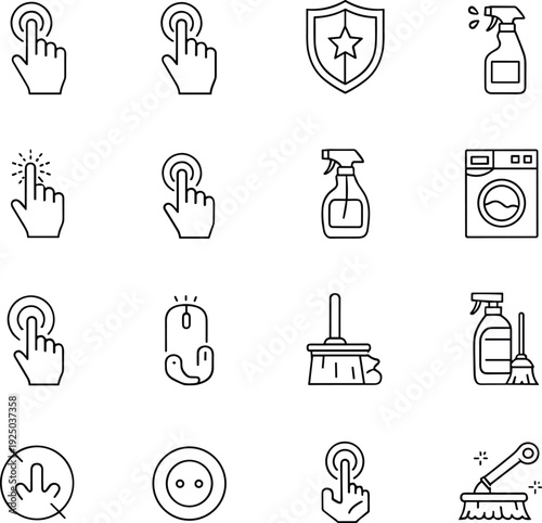Home Cleaning and Smart Control Line Icons Set Housekeeping Outline Vector Collection Service Symbols Pack