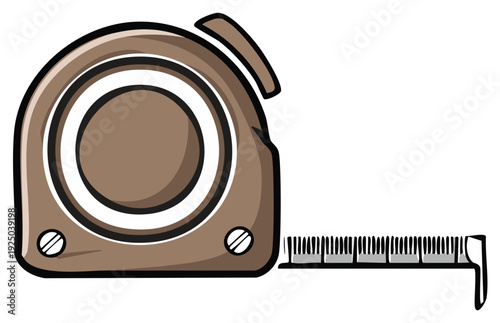Brown tape measure tool for measuring length and distance in construction and DIY projects