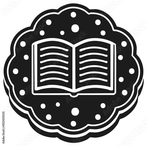 Illustration of an Open Book in a Decorative Frame