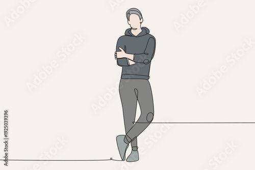 Colored Urban joggers concept one-line drawing