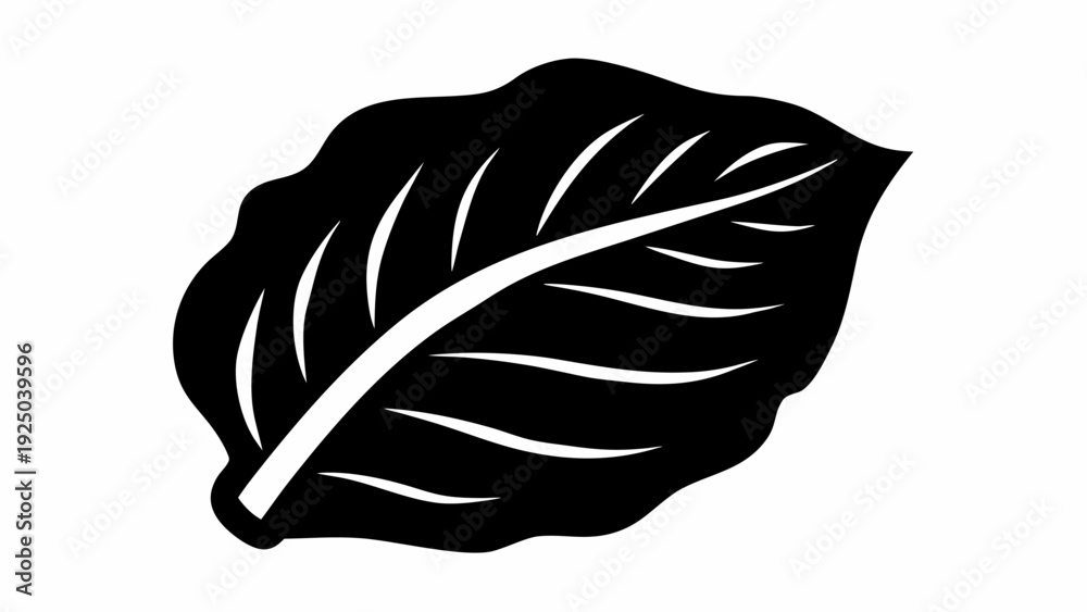 Obraz premium Stylized black leaf icon with white veins