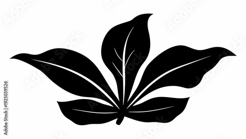 Modern black leaf design element for eco friendly projects