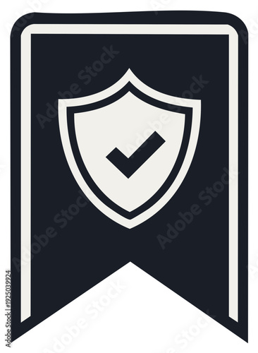 Free Download Shield emblem with check mark inside, inside a banner - GFXLoad