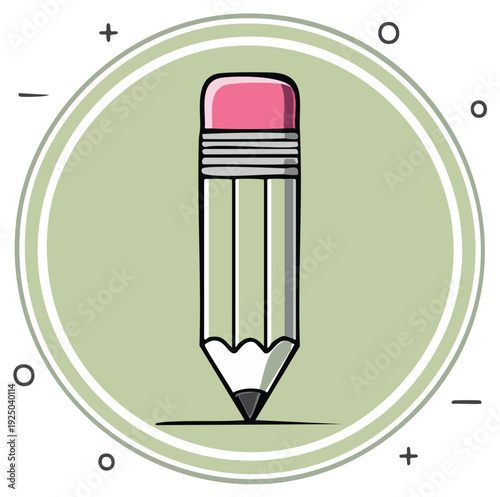 Simple vector illustration of a classic wooden pencil with a pink eraser