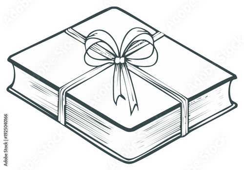 Hardcover Book Wrapped with Ribbon and Bow as a Gift