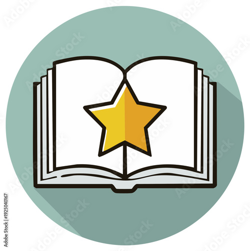 Open book with a golden star symbol representing knowledge, achievement, and success in learning