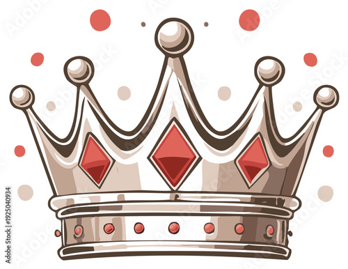 Cartoon Royal Crown with Jewels and Ornate Design Elements for Graphic Design