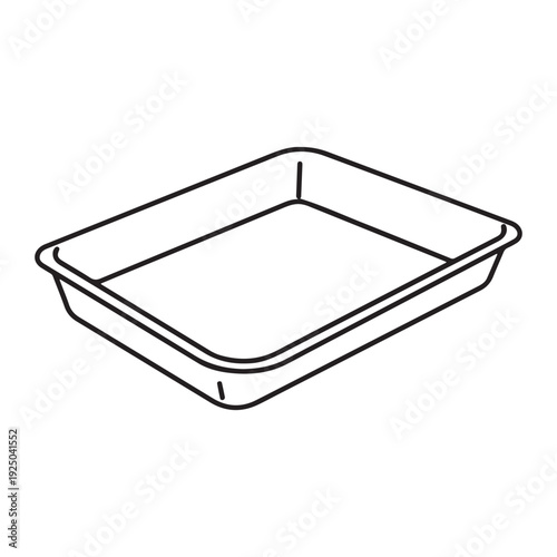 Line drawing of empty baking dish for food  kitchen utensil  baking tray
