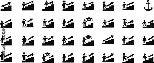 A grid of anchor icons with varying orientations and a single upright anchor