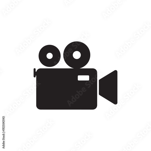 Movie camera icon graphic design element for video recording and film production  simple black silhouette on white background