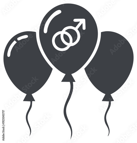 Dark Gray Balloons with Gay Couple Symbol for LGBT Pride Celebration Event