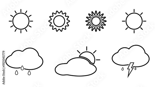 Vector illustration of climate conditions. Different types of weather.