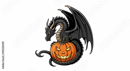 Black Dragon Pumpkin Halloween.