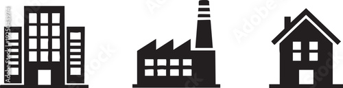 Modern Commercial Building Office Factory Urban Graphic Design