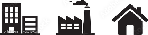 Sustainable Building Office Factory Industrial Complex Vector Art