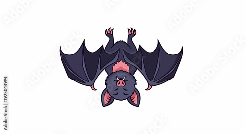 Cartoon Bat Flying Upside.