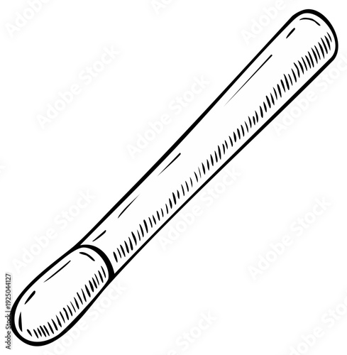Hand-drawn illustration of a single makeup applicator wand with a rounded tip