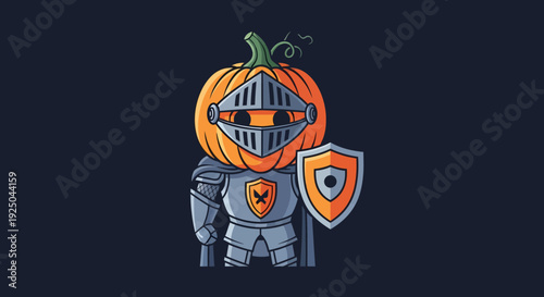 Cartoon Knight Pumpkin Character.