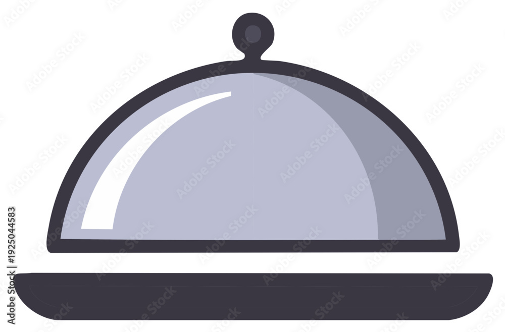 Obraz premium Simple vector illustration of a restaurant serving platter with a cloche dome lid