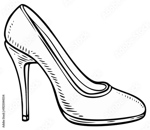 Elegant high heel shoe sketch with classic design and thin stiletto heel