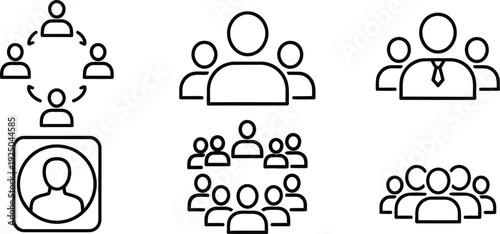 Business Team and People Network Icon Set for Corporate Leadership Design