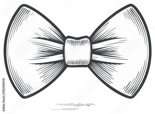 Classic Bow Tie Engraving Style Illustration Formal Wear Accessory Vintage Fashion