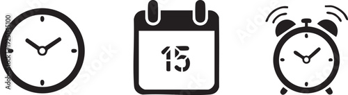 Time Management Clock Calendar Alarm Schedule Icon Set