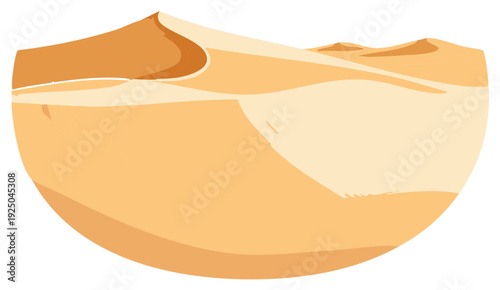 Warm minimalist illustration of a vast desert landscape with rolling sand dunes