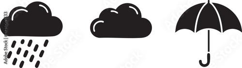 Climate Icons Cloud Rain Snow Umbrella Vector Design