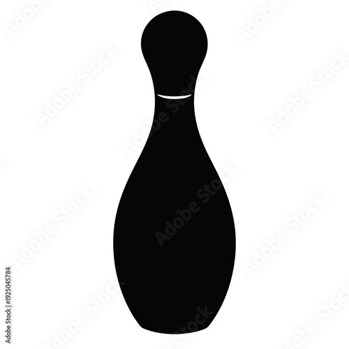 Black silhouette of a classic bowling pin smooth 