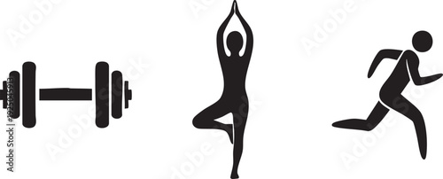 Fitness Dumbbell Yoga Run Exercise Health Lifestyle Icon