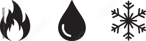 Hot Fire Flame Water Drop Nature Element Icon
