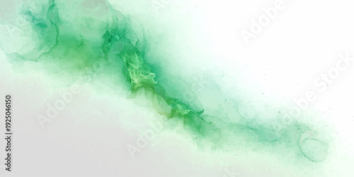 An abstract watercolor background blending blue and green textures into a misty storm of dark clouds and ethereal white light over a vintage grunge ocean.